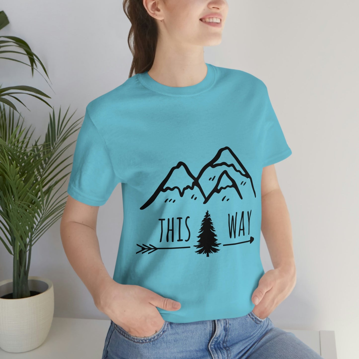 This Way Adventure Begins Vacation Landscape Explore Unisex Jersey Short Sleeve T-Shirt Ichaku [Perfect Gifts Selection]