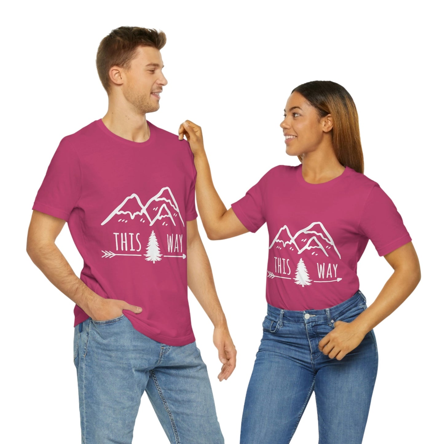 This Way Adventure Begins Vacation Landscape Explore Unisex Jersey Short Sleeve T-Shirt Ichaku [Perfect Gifts Selection]