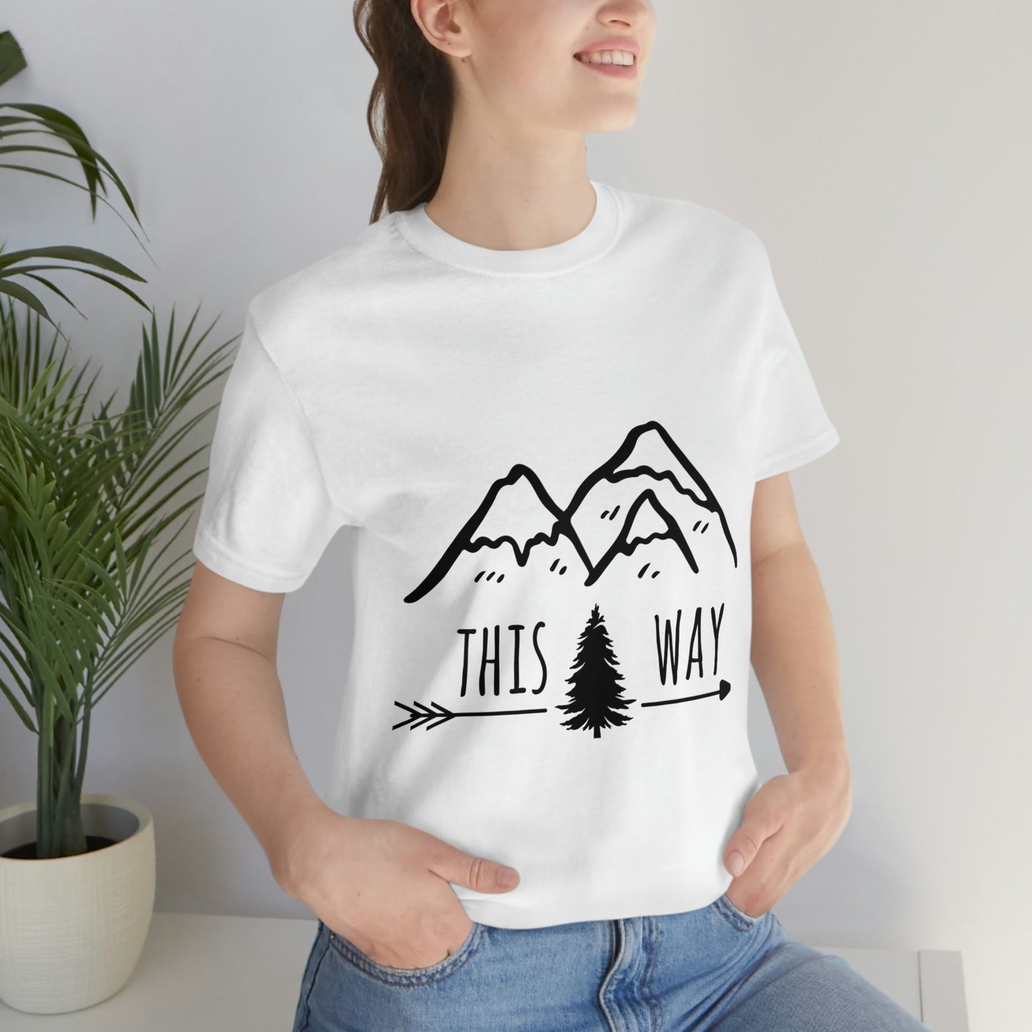 This Way Adventure Begins Vacation Landscape Explore Unisex Jersey Short Sleeve T-Shirt Ichaku [Perfect Gifts Selection]