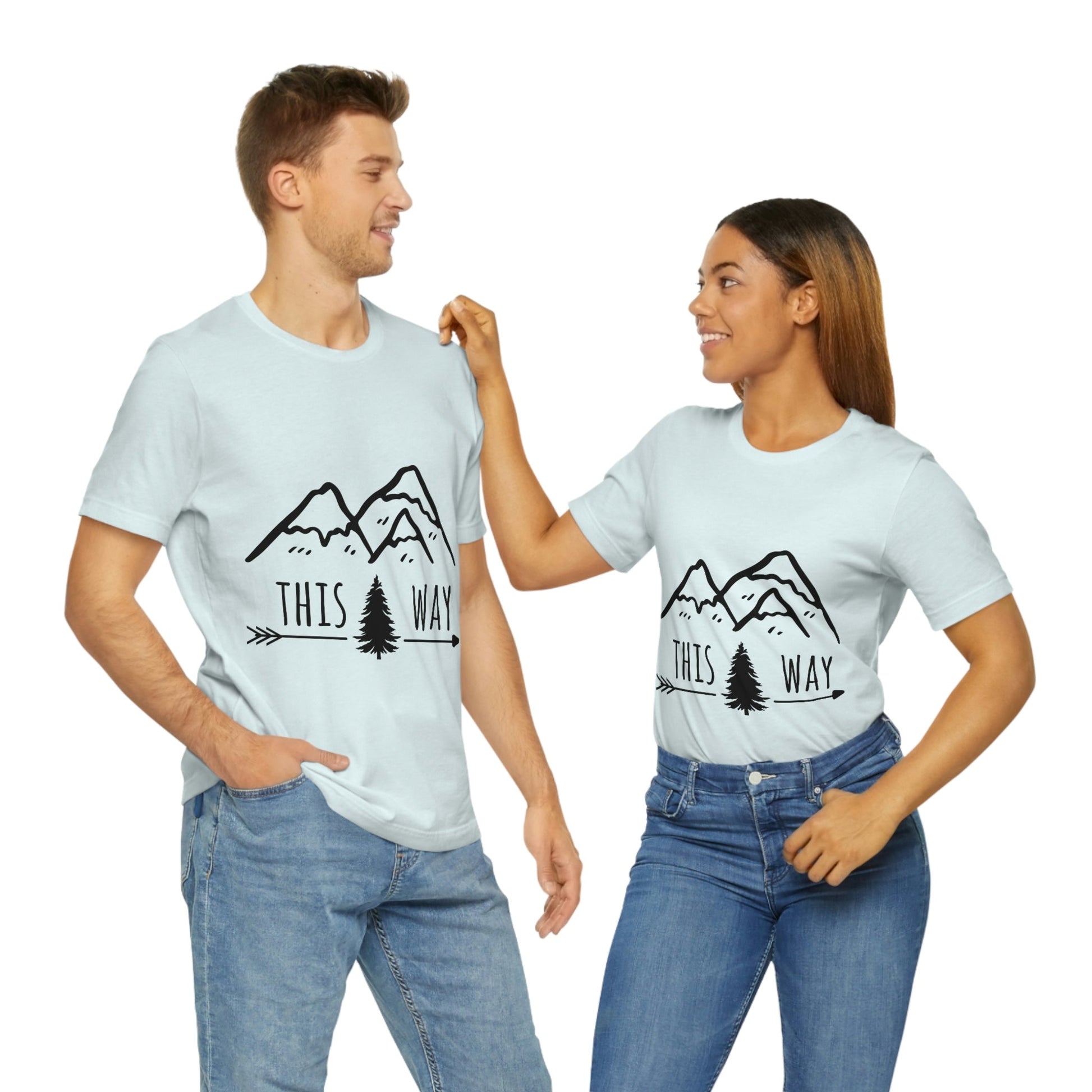 This Way Adventure Begins Vacation Landscape Explore Unisex Jersey Short Sleeve T-Shirt Ichaku [Perfect Gifts Selection]