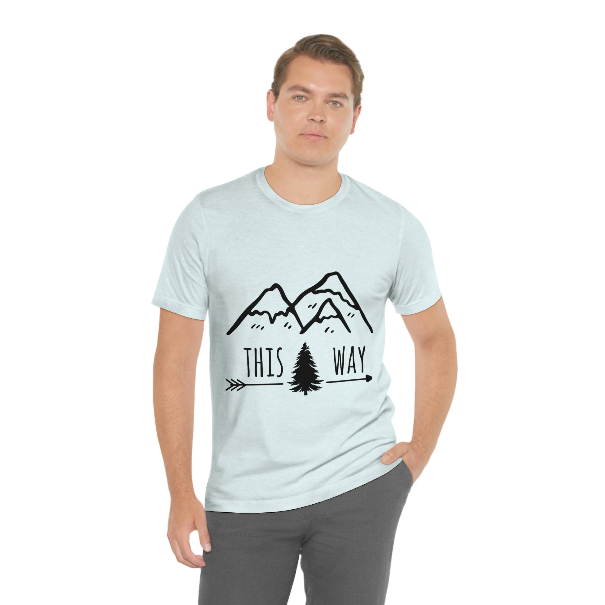 This Way Adventure Begins Vacation Landscape Explore Unisex Jersey Short Sleeve T-Shirt Ichaku [Perfect Gifts Selection]