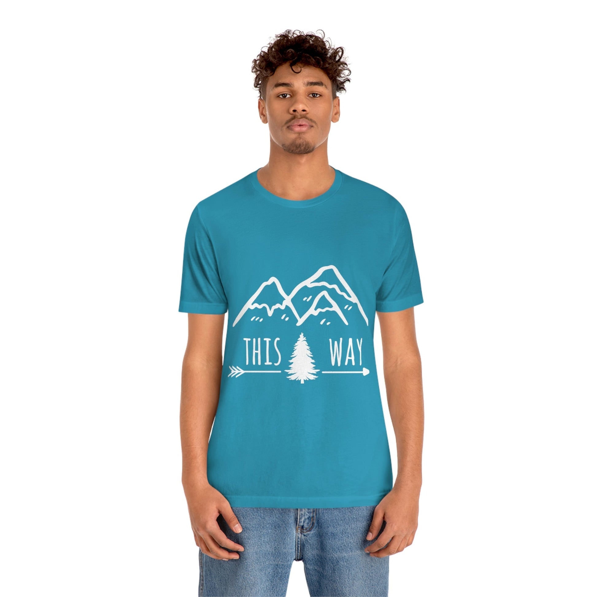 This Way Adventure Begins Vacation Landscape Explore Unisex Jersey Short Sleeve T-Shirt Ichaku [Perfect Gifts Selection]