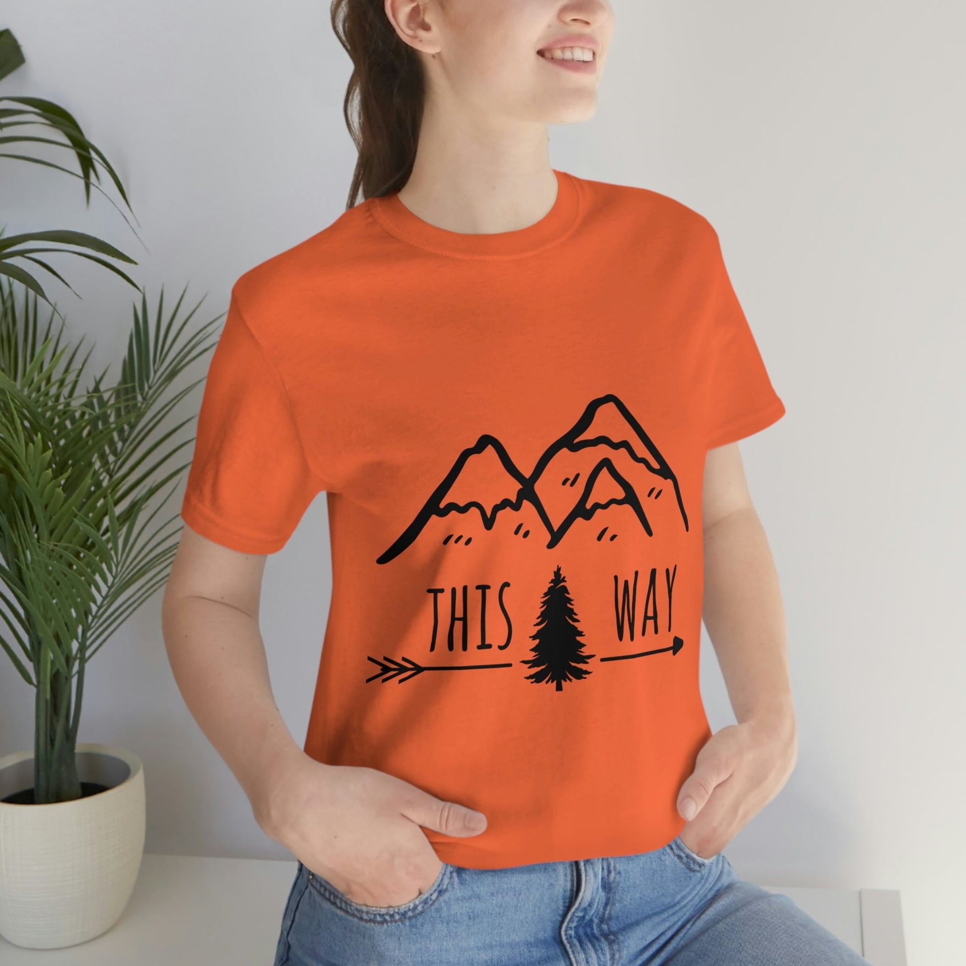 This Way Adventure Begins Vacation Landscape Explore Unisex Jersey Short Sleeve T-Shirt Ichaku [Perfect Gifts Selection]