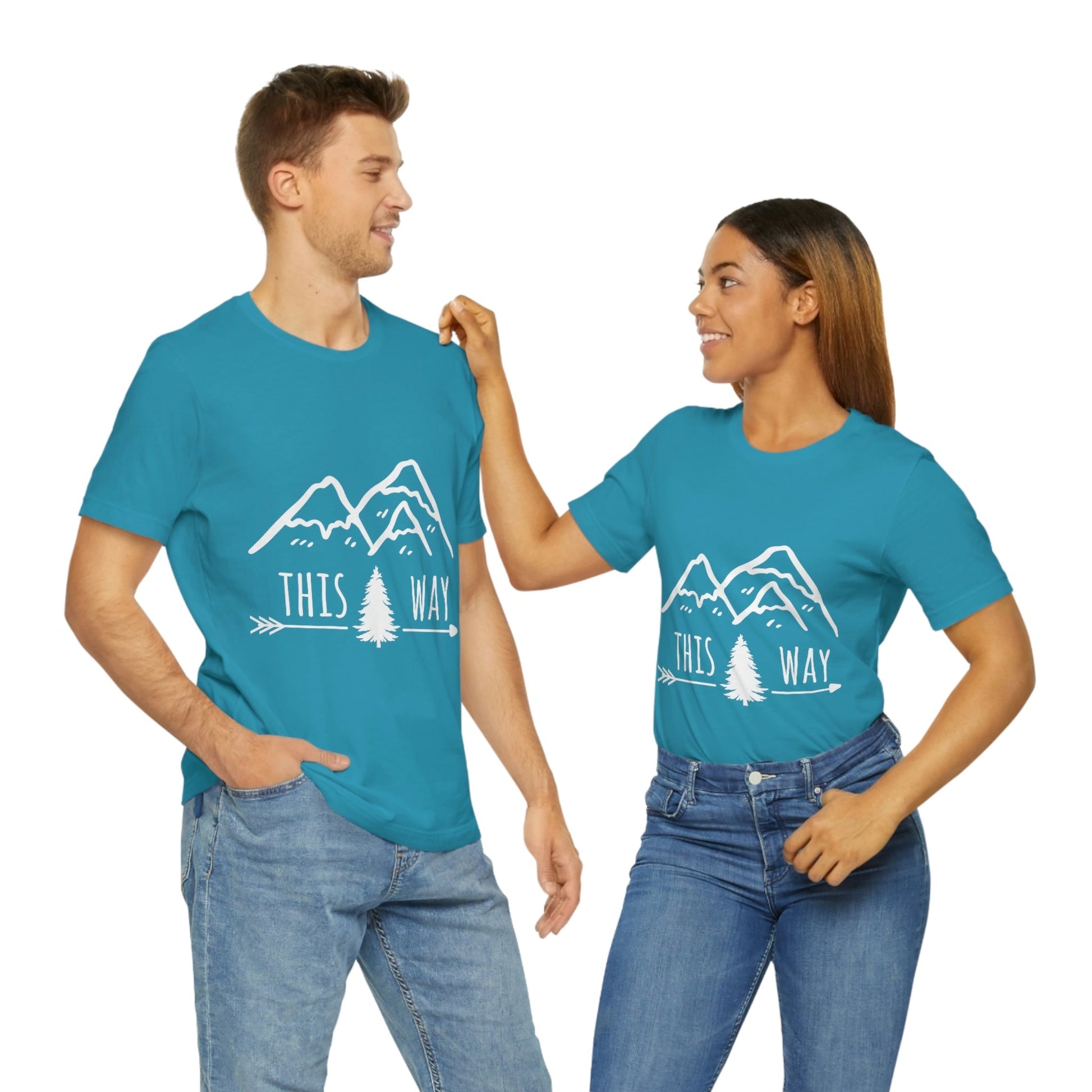 This Way Adventure Begins Vacation Landscape Explore Unisex Jersey Short Sleeve T-Shirt Ichaku [Perfect Gifts Selection]