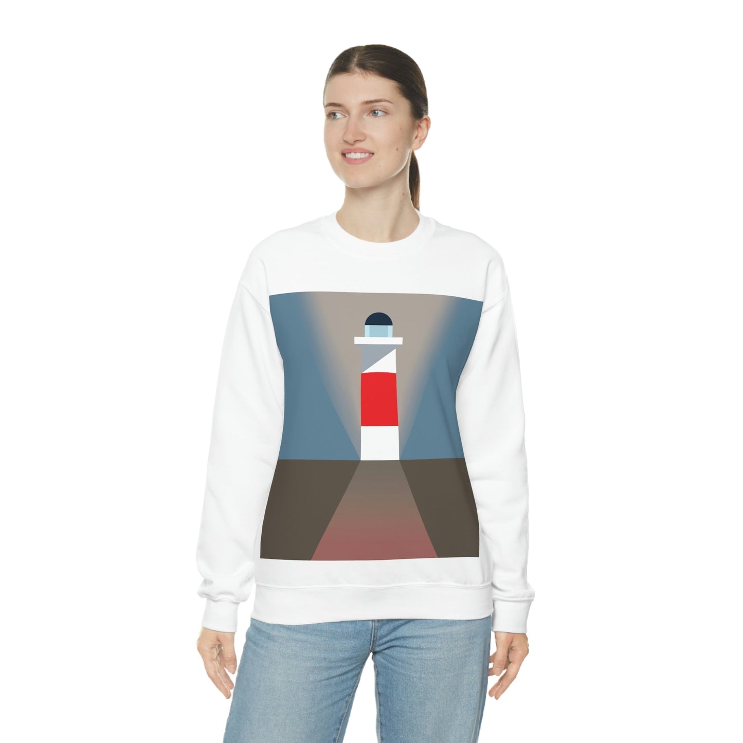 Topographical Anomaly Beacon Lighthouse Annihilation Minimal Art Unisex Heavy Blend™ Crewneck Sweatshirt Ichaku [Perfect Gifts Selection]