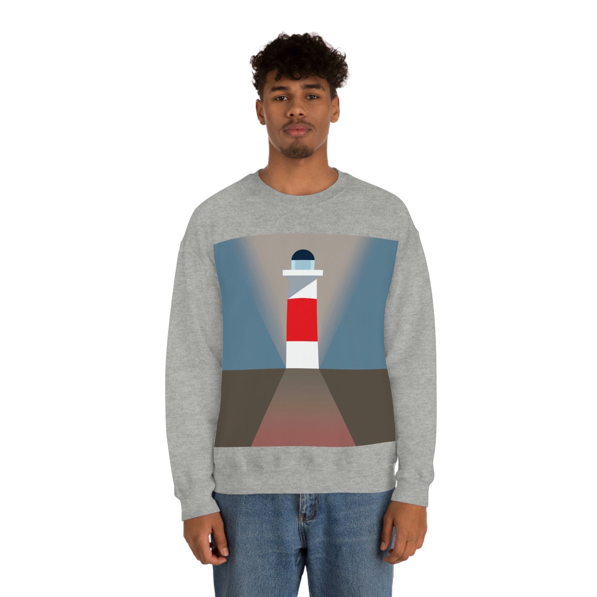 Topographical Anomaly Beacon Lighthouse Annihilation Minimal Art Unisex Heavy Blend™ Crewneck Sweatshirt Ichaku [Perfect Gifts Selection]