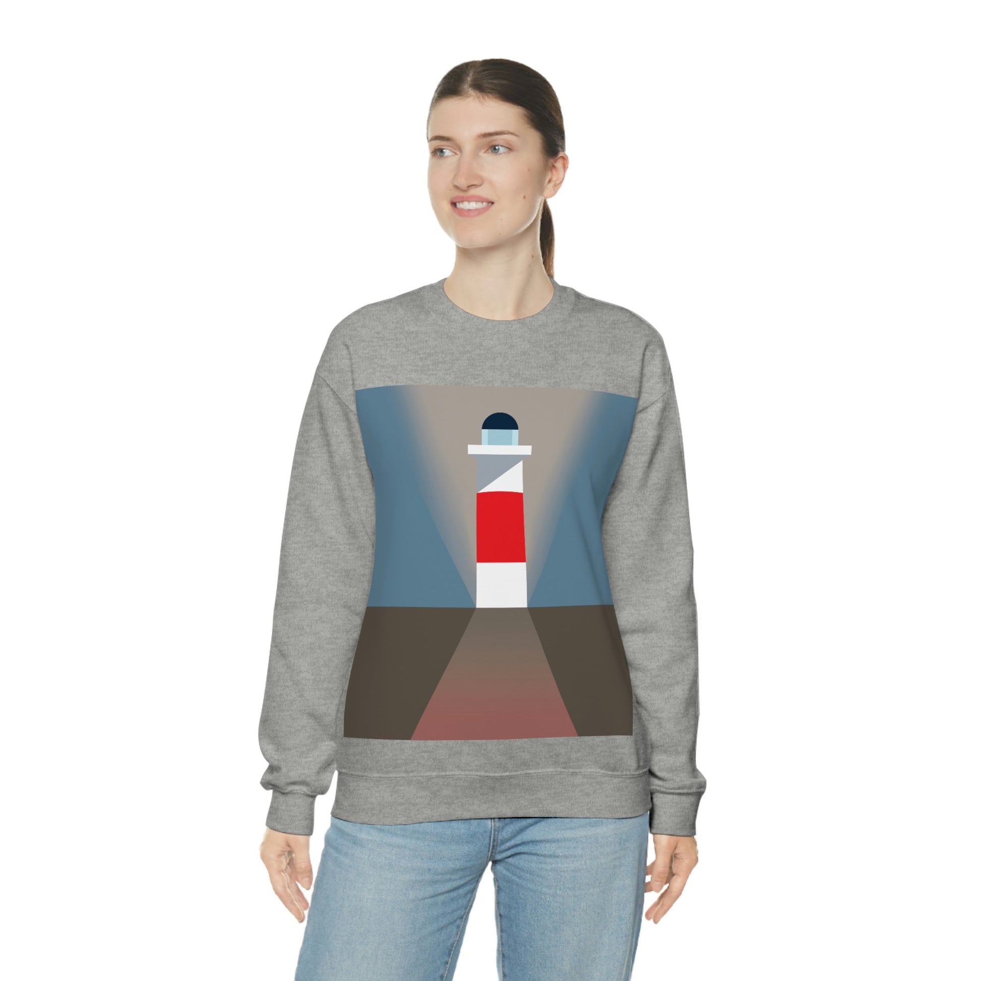 Topographical Anomaly Beacon Lighthouse Annihilation Minimal Art Unisex Heavy Blend™ Crewneck Sweatshirt Ichaku [Perfect Gifts Selection]