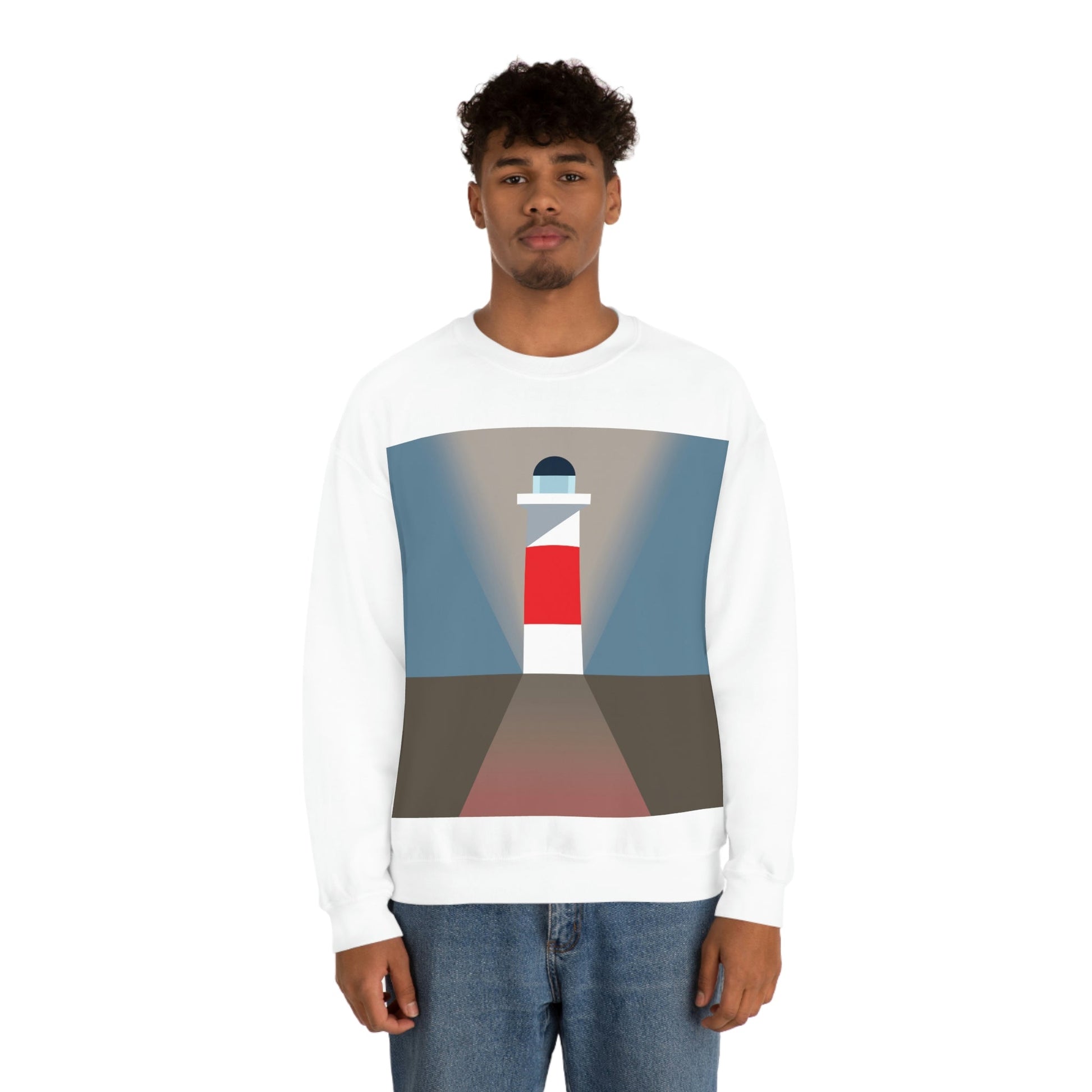 Topographical Anomaly Beacon Lighthouse Annihilation Minimal Art Unisex Heavy Blend™ Crewneck Sweatshirt Ichaku [Perfect Gifts Selection]