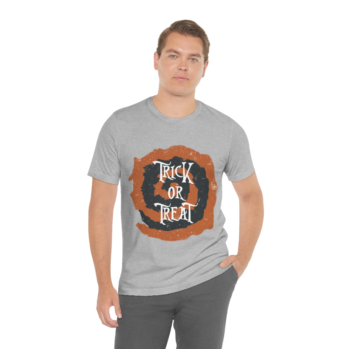 Trick Or Treat Halloween October Text Slogan Unisex Jersey Short Sleeve T-Shirt Ichaku [Perfect Gifts Selection]