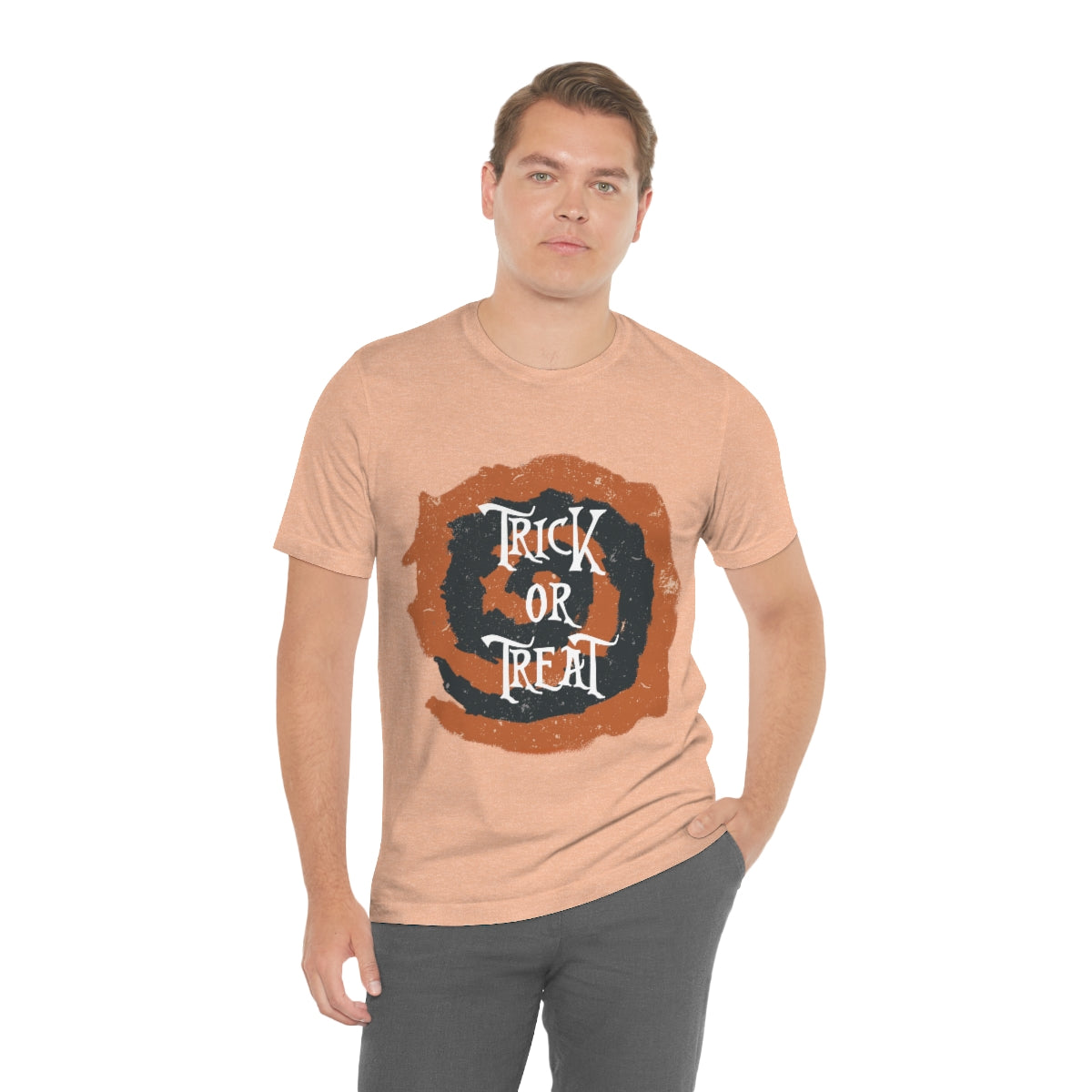 Trick Or Treat Halloween October Text Slogan Unisex Jersey Short Sleeve T-Shirt Ichaku [Perfect Gifts Selection]