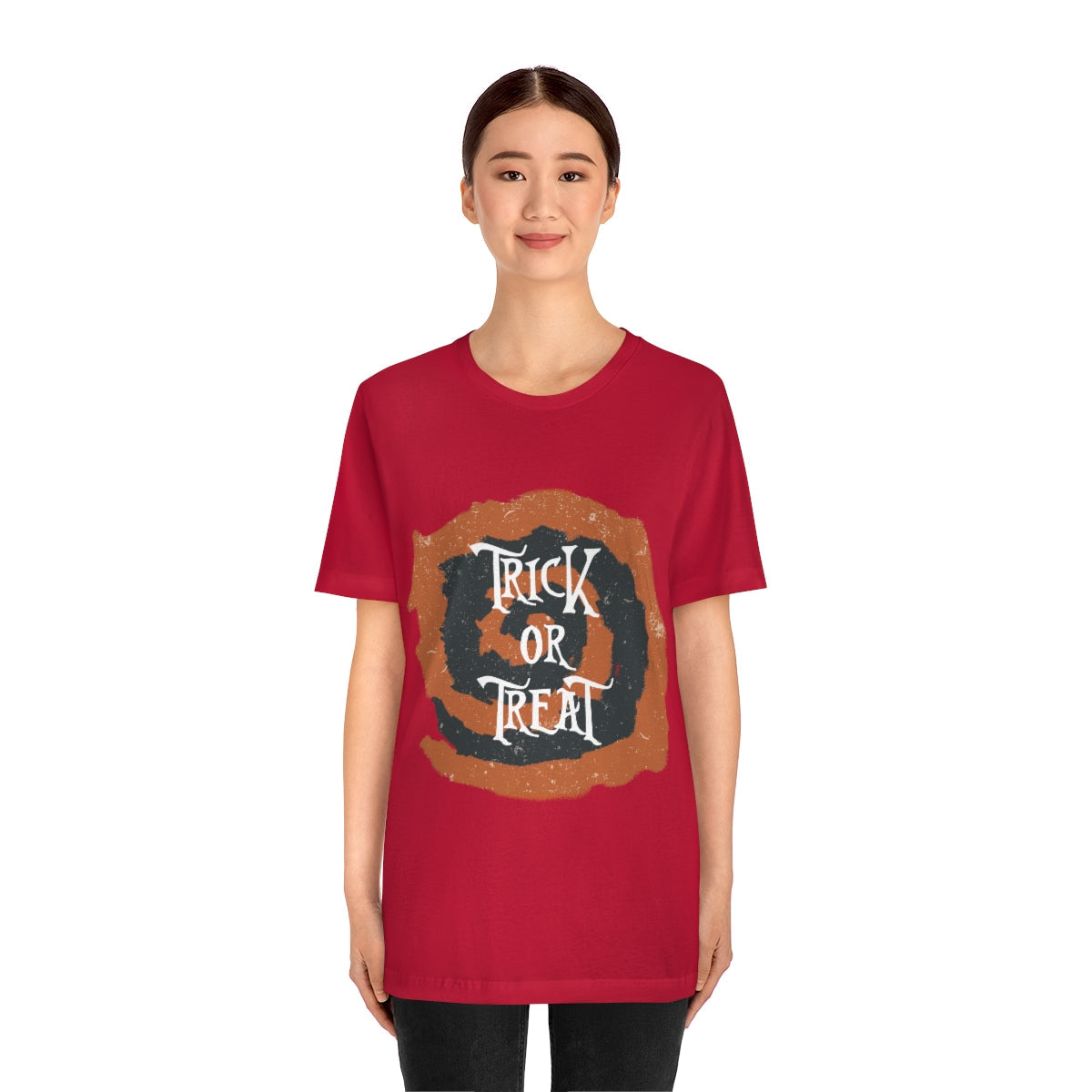 Trick Or Treat Halloween October Text Slogan Unisex Jersey Short Sleeve T-Shirt Ichaku [Perfect Gifts Selection]
