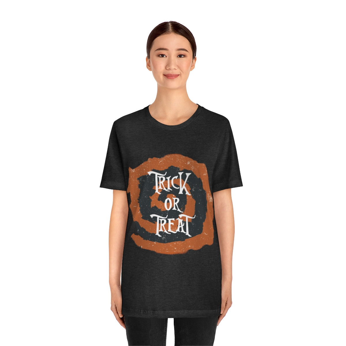 Trick Or Treat Halloween October Text Slogan Unisex Jersey Short Sleeve T-Shirt Ichaku [Perfect Gifts Selection]