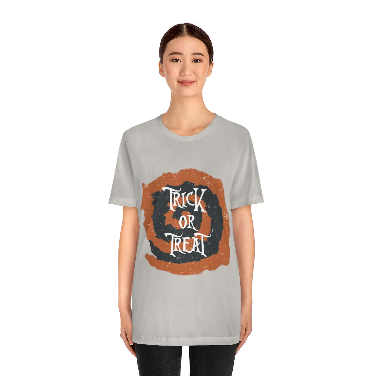 Trick Or Treat Halloween October Text Slogan Unisex Jersey Short Sleeve T-Shirt Ichaku [Perfect Gifts Selection]