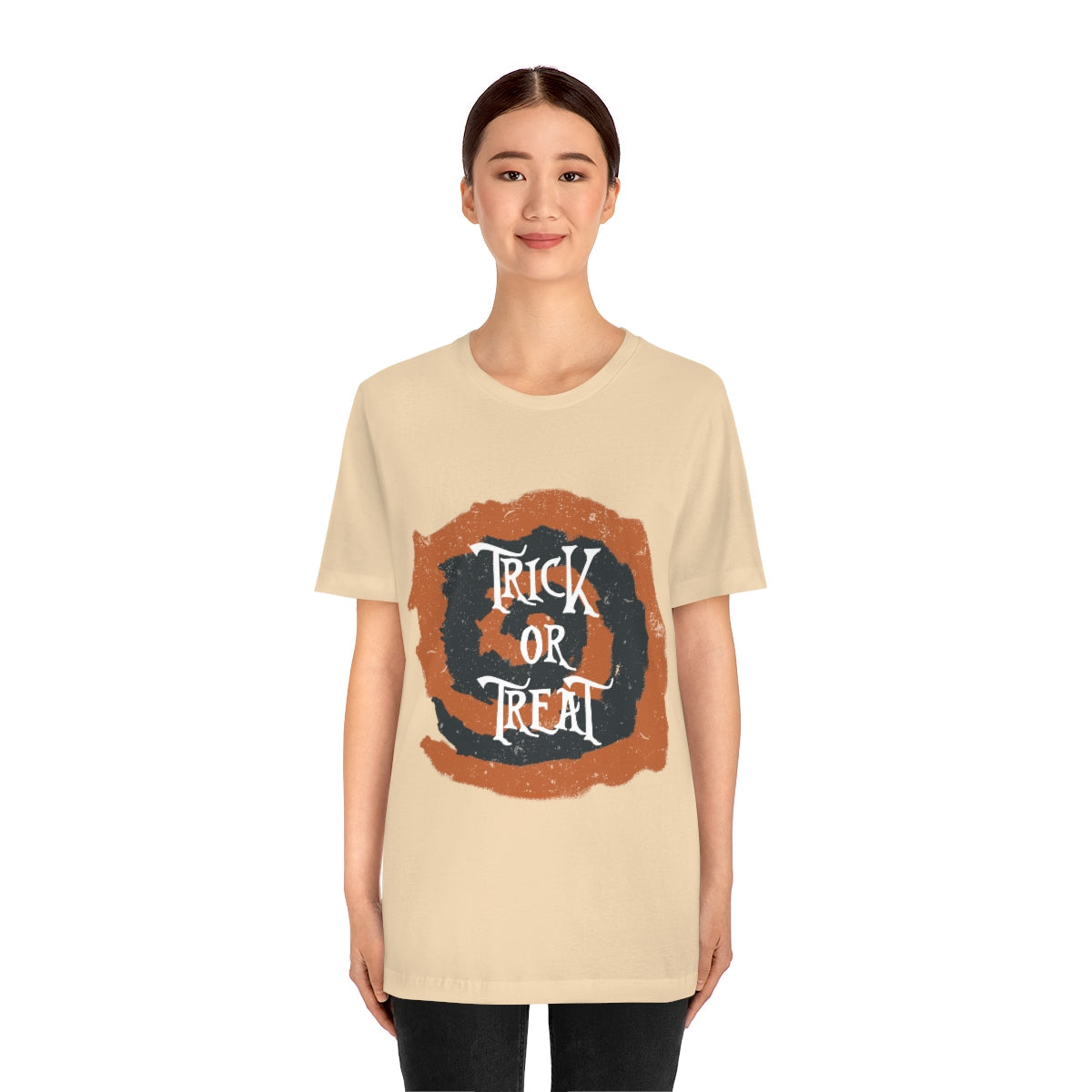 Trick Or Treat Halloween October Text Slogan Unisex Jersey Short Sleeve T-Shirt Ichaku [Perfect Gifts Selection]