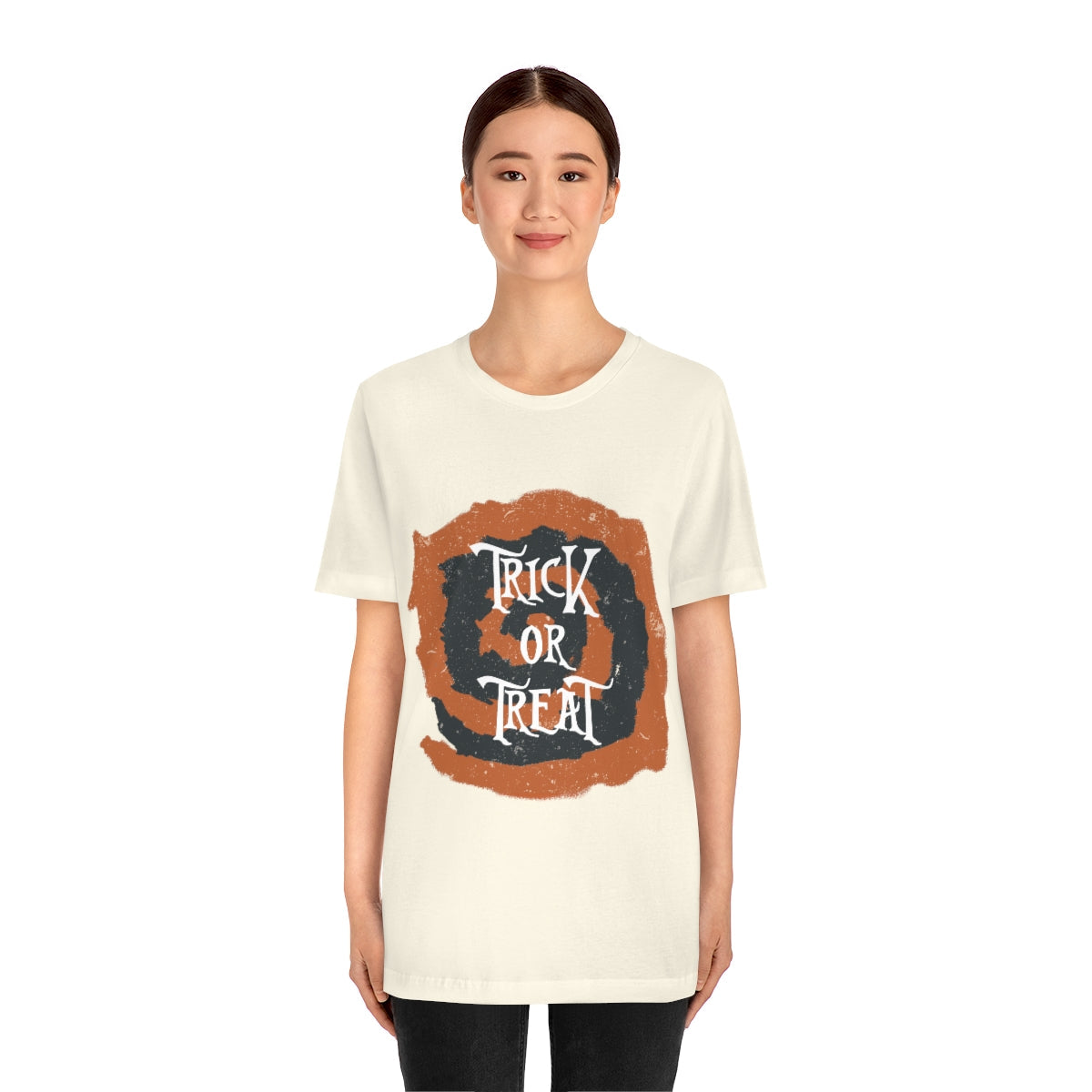 Trick Or Treat Halloween October Text Slogan Unisex Jersey Short Sleeve T-Shirt Ichaku [Perfect Gifts Selection]