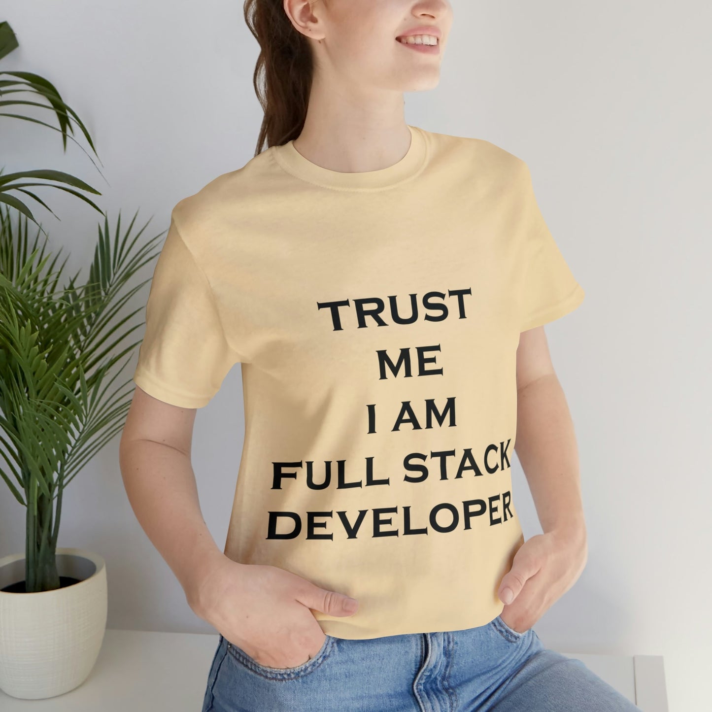 Trust Me I`m Full Stack Developer IT Funny Programming Unisex Jersey Short Sleeve T-Shirt Ichaku [Perfect Gifts Selection]