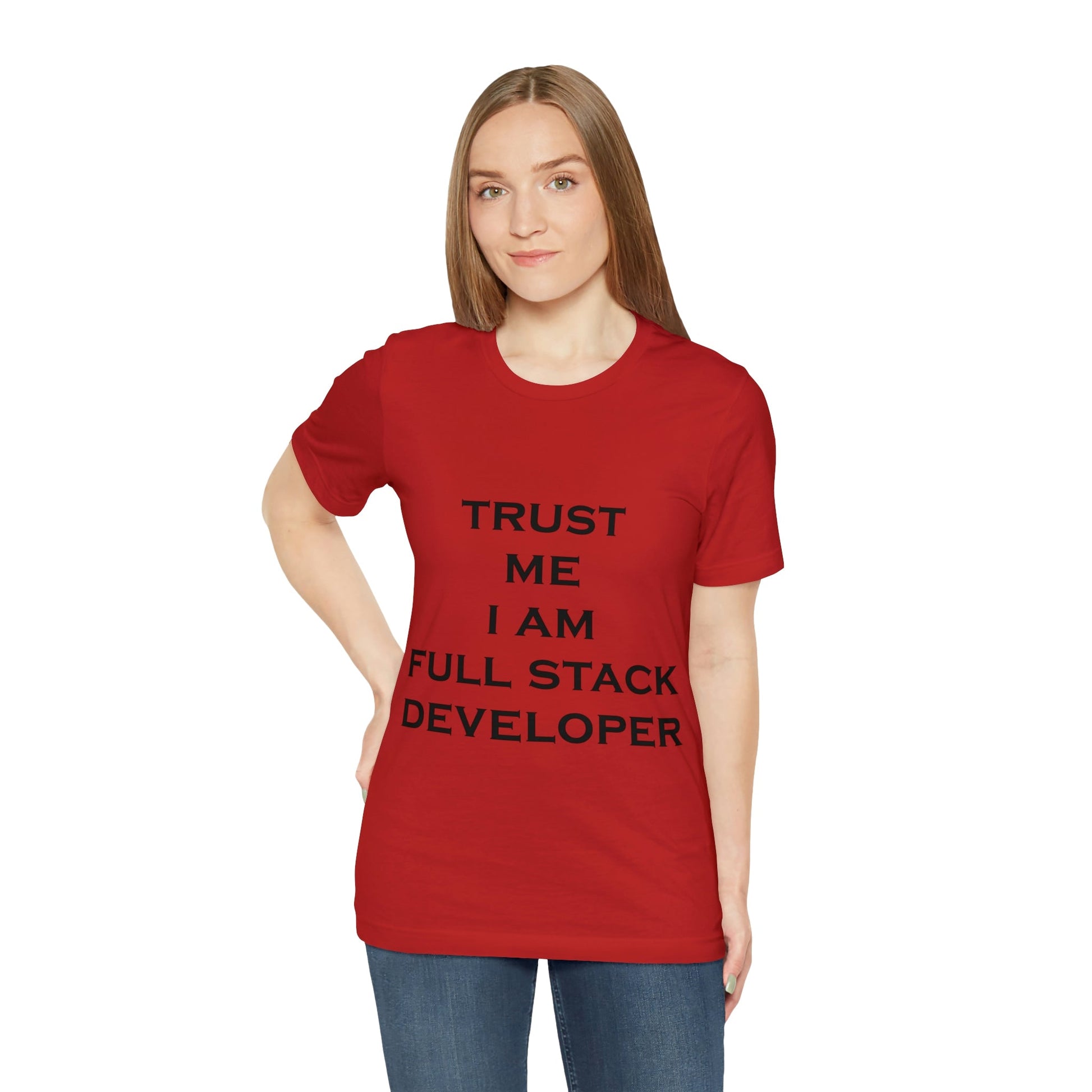 Trust Me I`m Full Stack Developer IT Funny Programming Unisex Jersey Short Sleeve T-Shirt Ichaku [Perfect Gifts Selection]