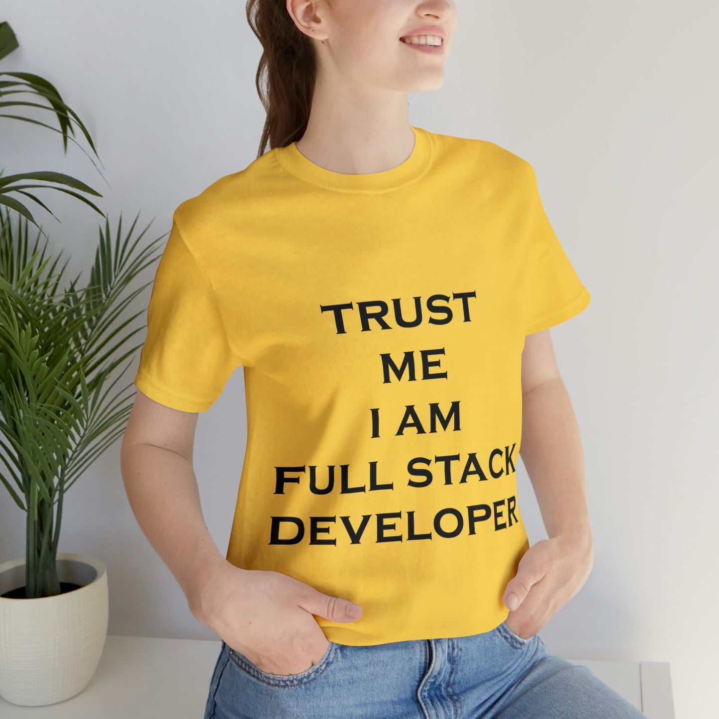 Trust Me I`m Full Stack Developer IT Funny Programming Unisex Jersey Short Sleeve T-Shirt Ichaku [Perfect Gifts Selection]