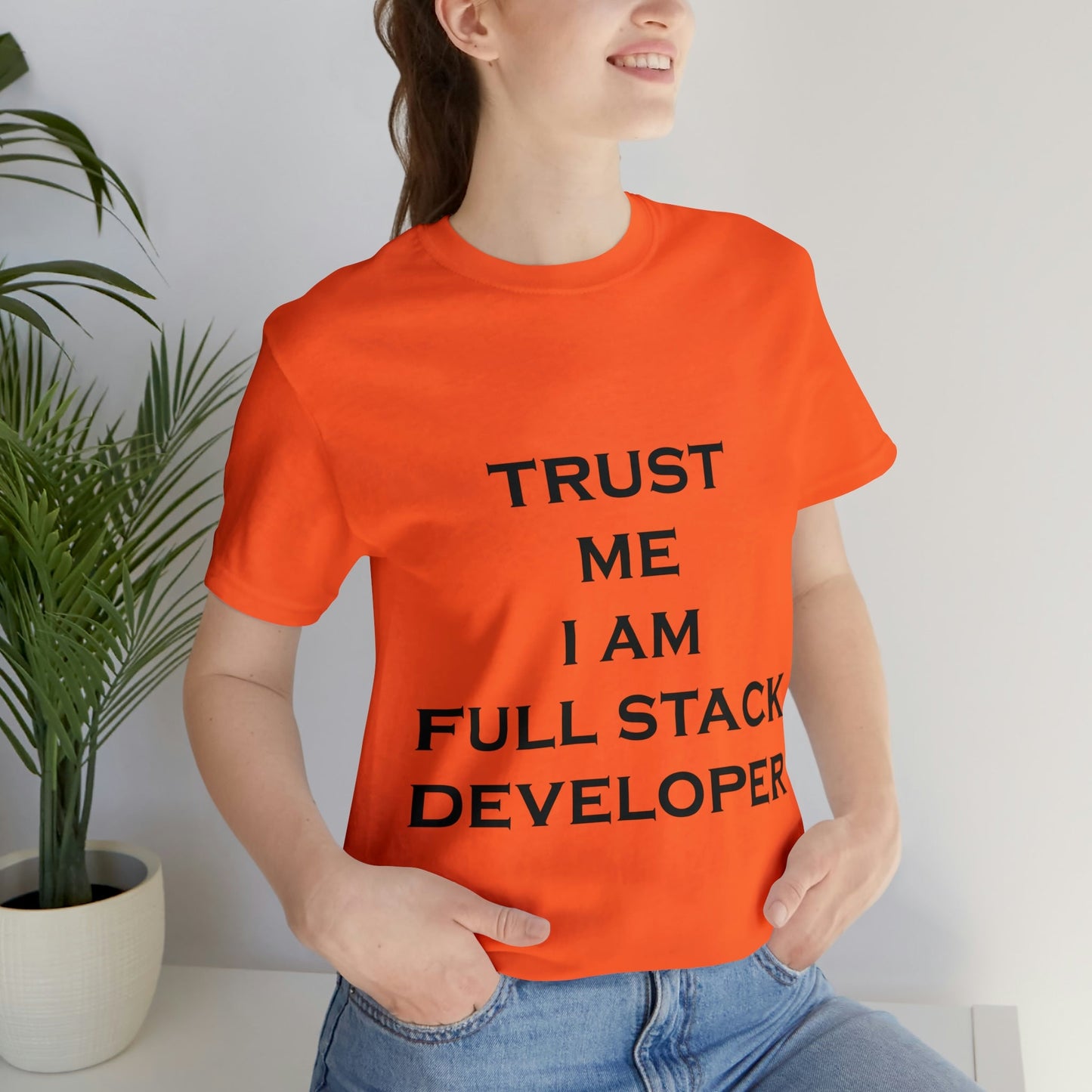 Trust Me I`m Full Stack Developer IT Funny Programming Unisex Jersey Short Sleeve T-Shirt Ichaku [Perfect Gifts Selection]