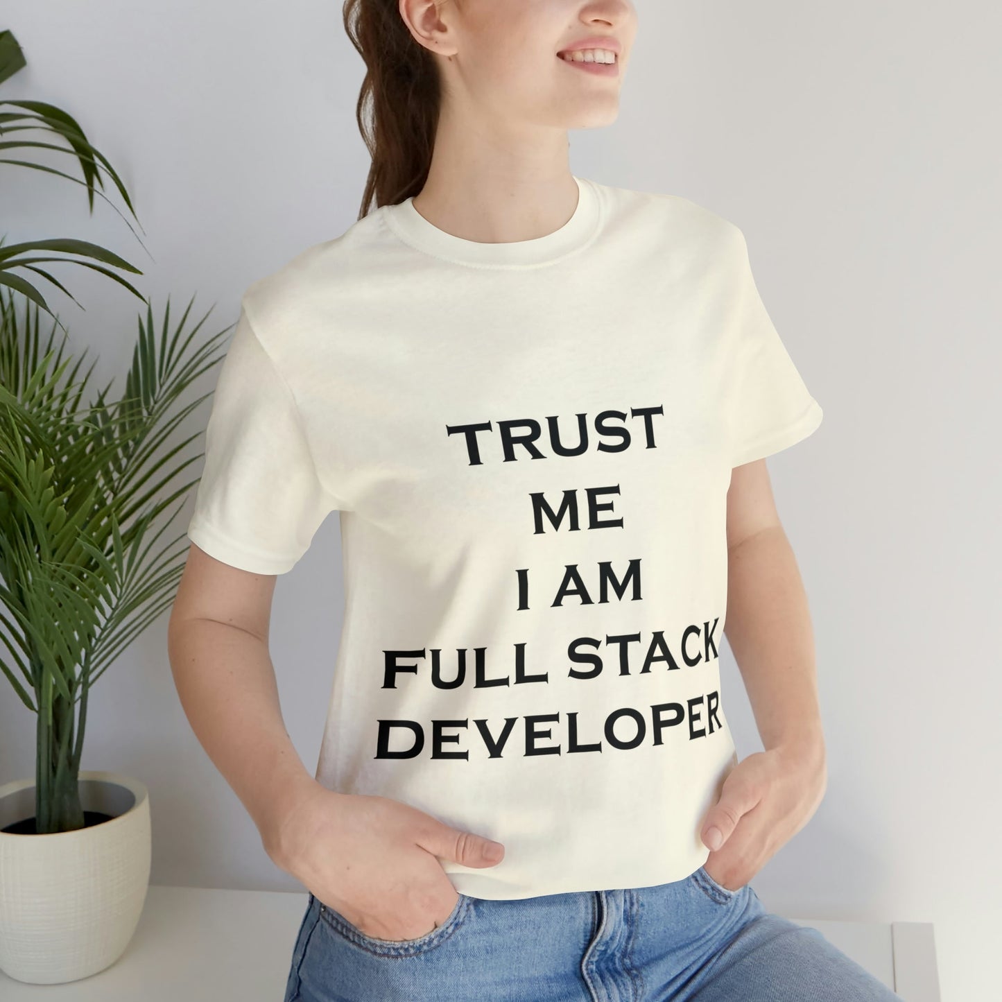 Trust Me I`m Full Stack Developer IT Funny Programming Unisex Jersey Short Sleeve T-Shirt Ichaku [Perfect Gifts Selection]