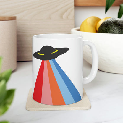 UFO Poster Minimal Art Aliens Arrival Ceramic Mug 11oz Ichaku [Perfect Gifts Selection]