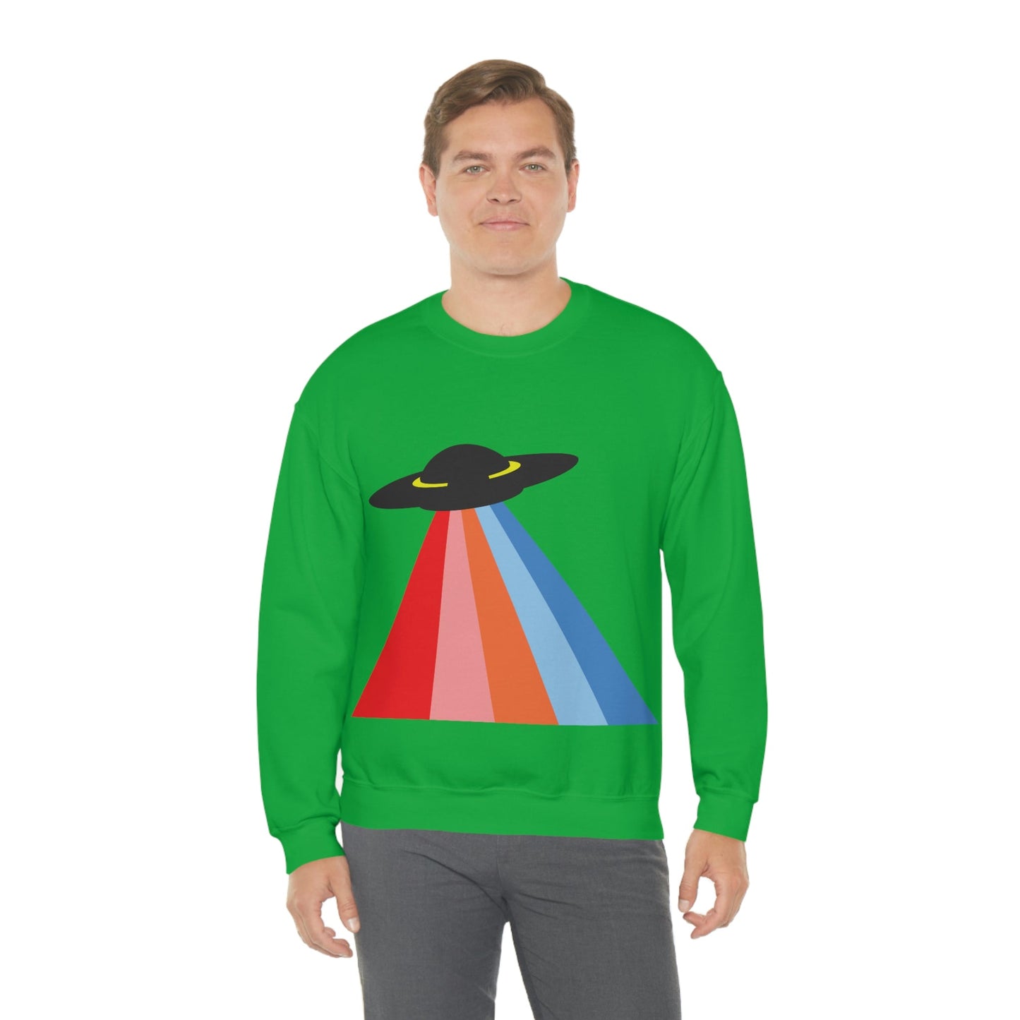 UFO Poster Minimal Art Aliens Arrival Unisex Heavy Blend™ Crewneck Sweatshirt Ichaku [Perfect Gifts Selection]