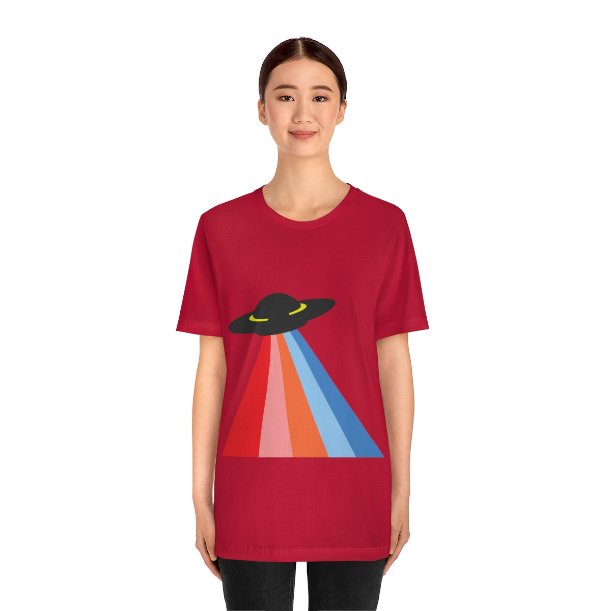 UFO Poster Minimal Art Aliens Arrival Unisex Jersey Short Sleeve T-Shirt Ichaku [Perfect Gifts Selection]