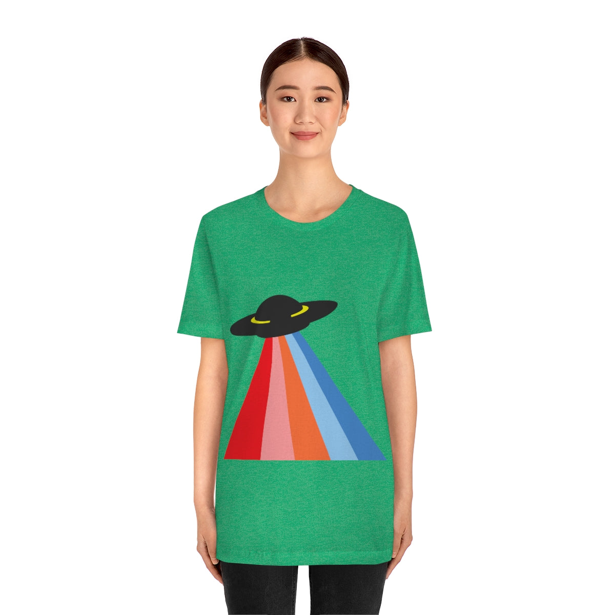 UFO Poster Minimal Art Aliens Arrival Unisex Jersey Short Sleeve T-Shirt Ichaku [Perfect Gifts Selection]