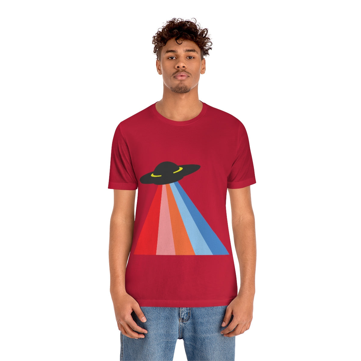 UFO Poster Minimal Art Aliens Arrival Unisex Jersey Short Sleeve T-Shirt Ichaku [Perfect Gifts Selection]