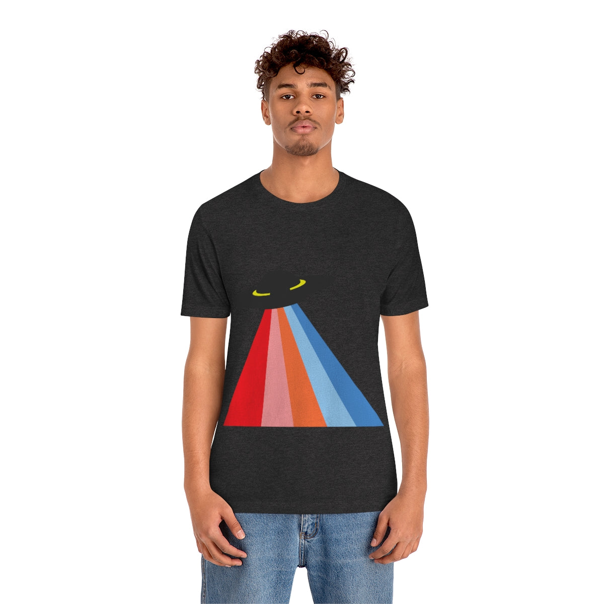 UFO Poster Minimal Art Aliens Arrival Unisex Jersey Short Sleeve T-Shirt Ichaku [Perfect Gifts Selection]