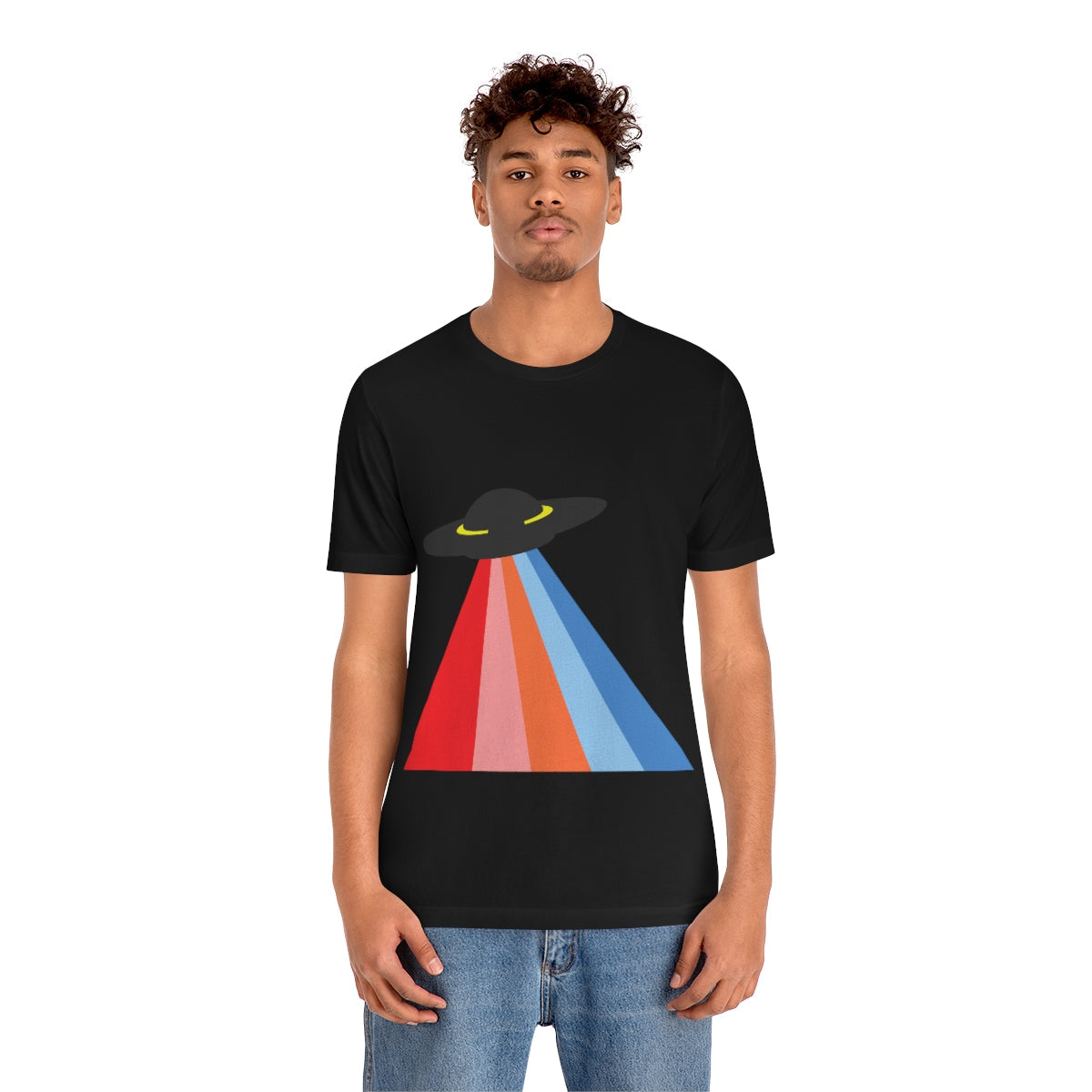 UFO Poster Minimal Art Aliens Arrival Unisex Jersey Short Sleeve T-Shirt Ichaku [Perfect Gifts Selection]