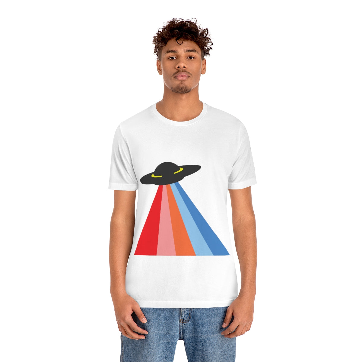 UFO Poster Minimal Art Aliens Arrival Unisex Jersey Short Sleeve T-Shirt Ichaku [Perfect Gifts Selection]