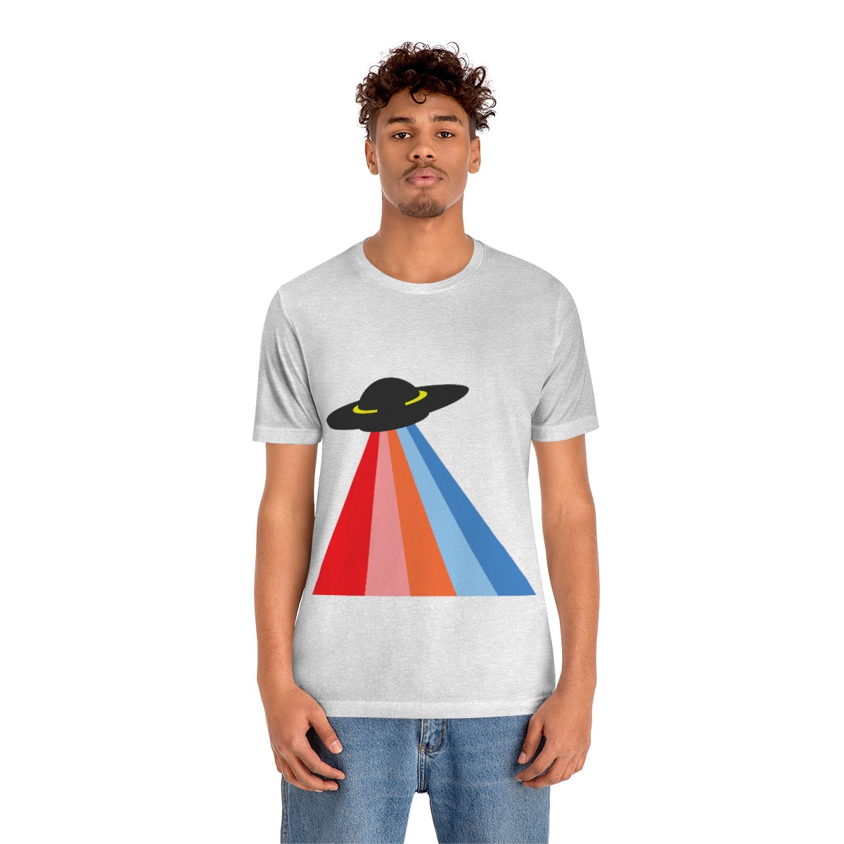 UFO Poster Minimal Art Aliens Arrival Unisex Jersey Short Sleeve T-Shirt Ichaku [Perfect Gifts Selection]