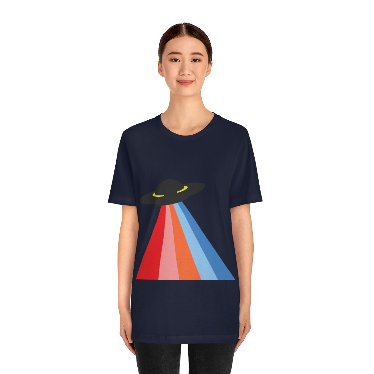 UFO Poster Minimal Art Aliens Arrival Unisex Jersey Short Sleeve T-Shirt Ichaku [Perfect Gifts Selection]