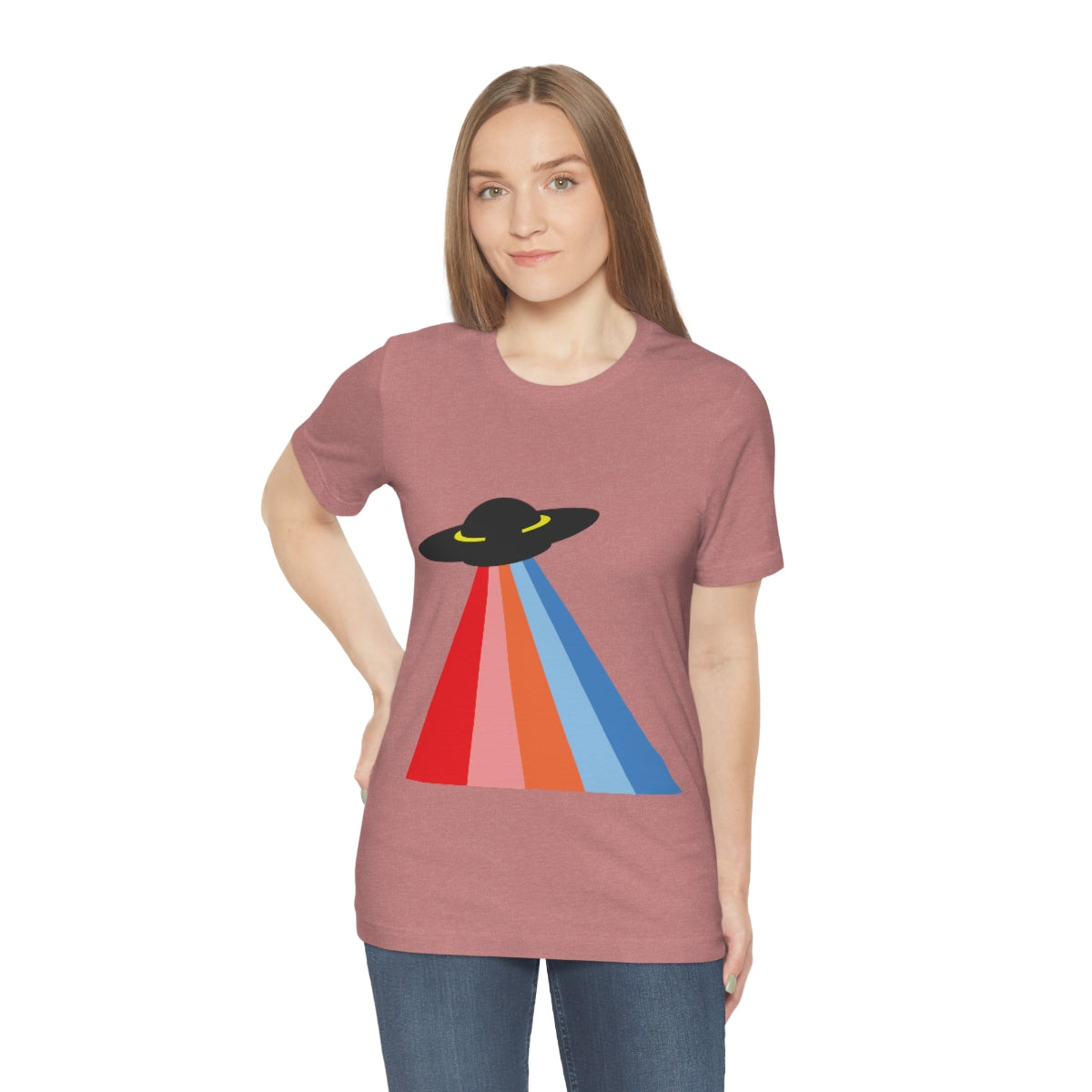 UFO Poster Minimal Art Aliens Arrival Unisex Jersey Short Sleeve T-Shirt Ichaku [Perfect Gifts Selection]