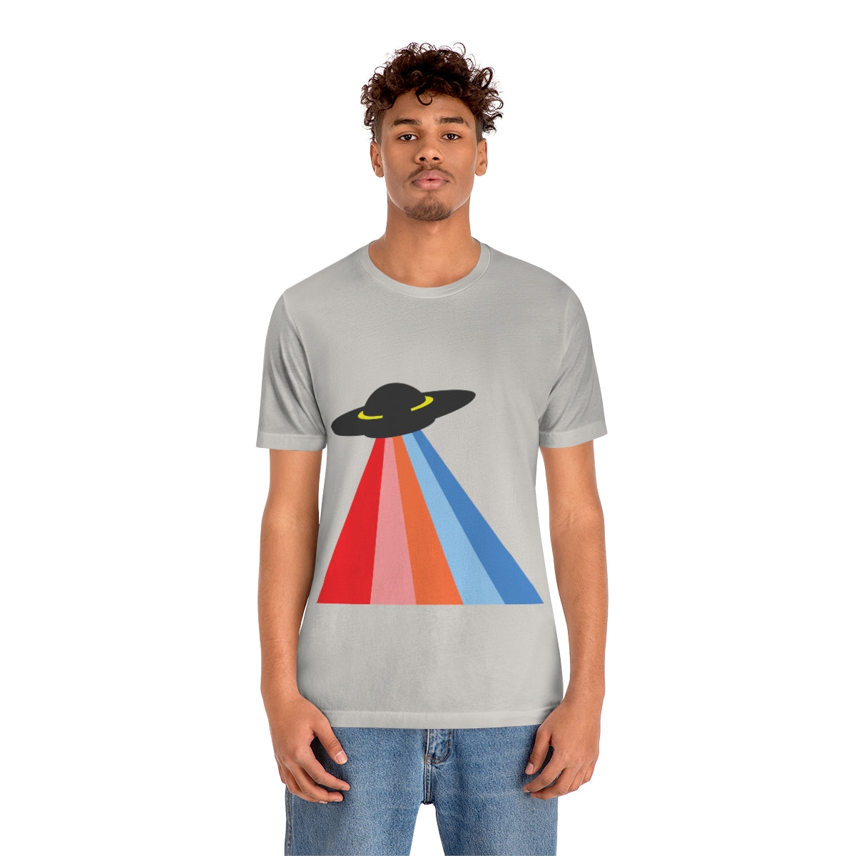 UFO Poster Minimal Art Aliens Arrival Unisex Jersey Short Sleeve T-Shirt Ichaku [Perfect Gifts Selection]