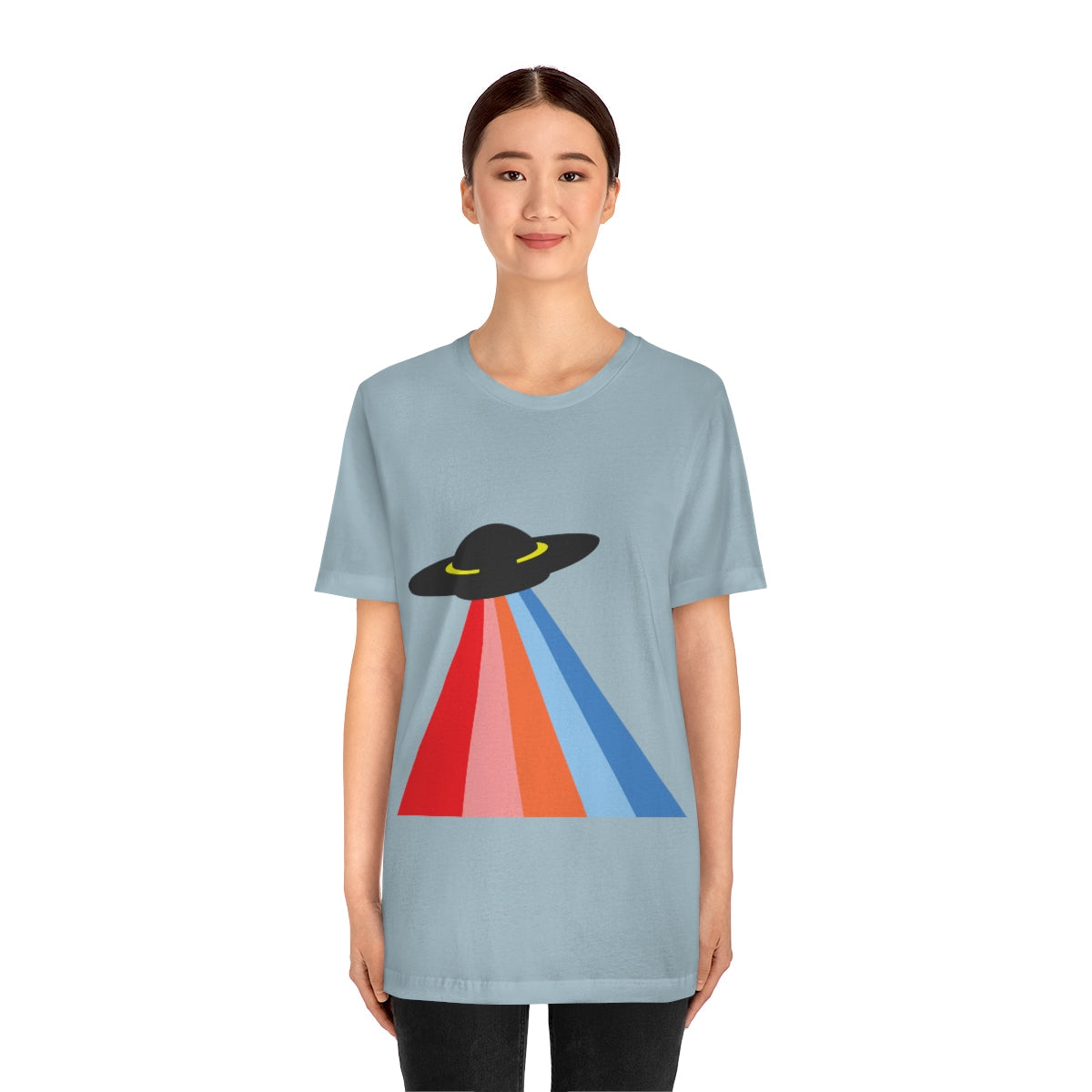 UFO Poster Minimal Art Aliens Arrival Unisex Jersey Short Sleeve T-Shirt Ichaku [Perfect Gifts Selection]