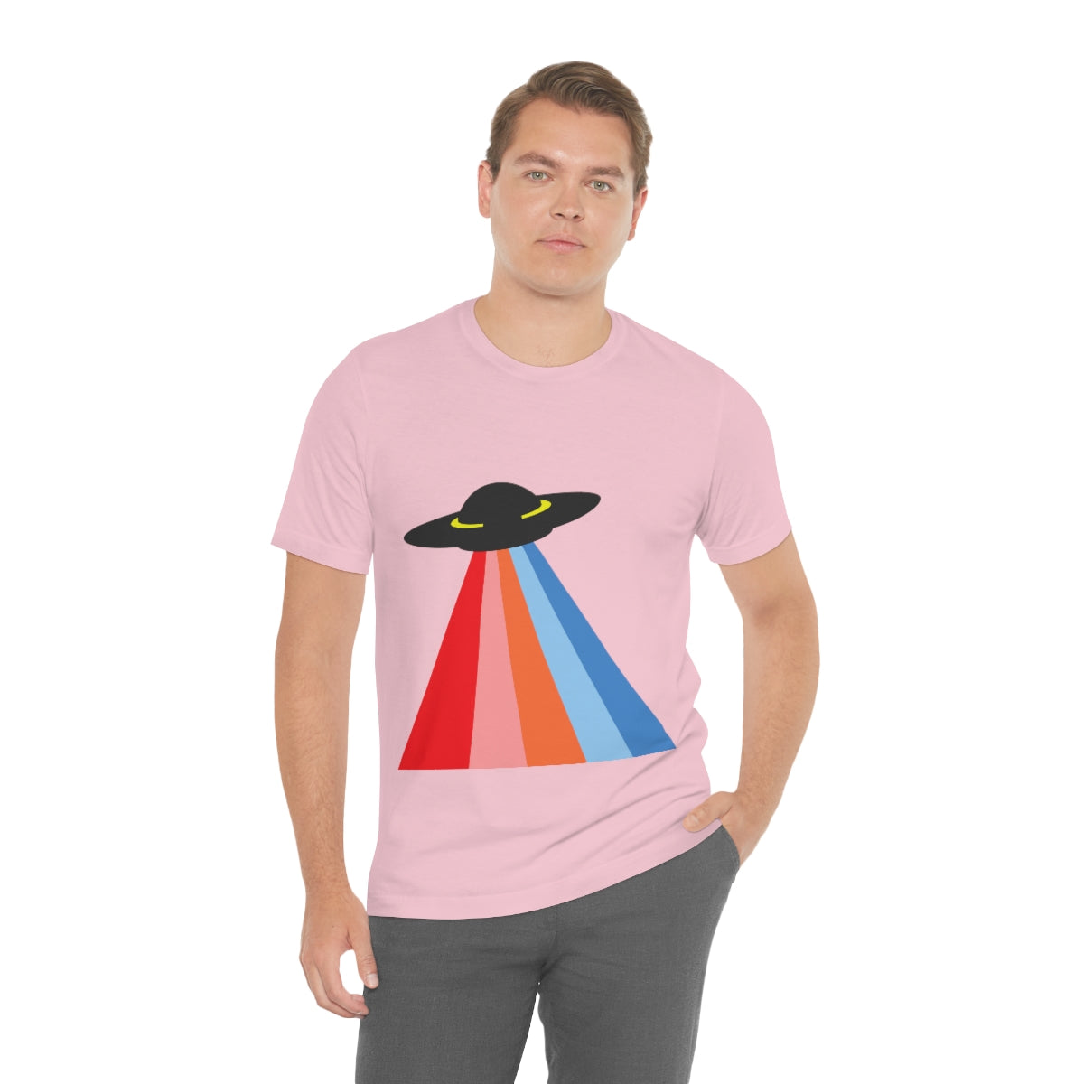 UFO Poster Minimal Art Aliens Arrival Unisex Jersey Short Sleeve T-Shirt Ichaku [Perfect Gifts Selection]