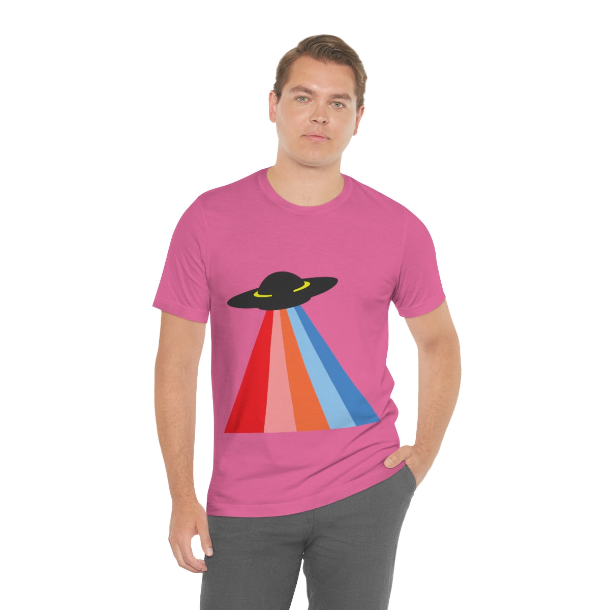 UFO Poster Minimal Art Aliens Arrival Unisex Jersey Short Sleeve T-Shirt Ichaku [Perfect Gifts Selection]