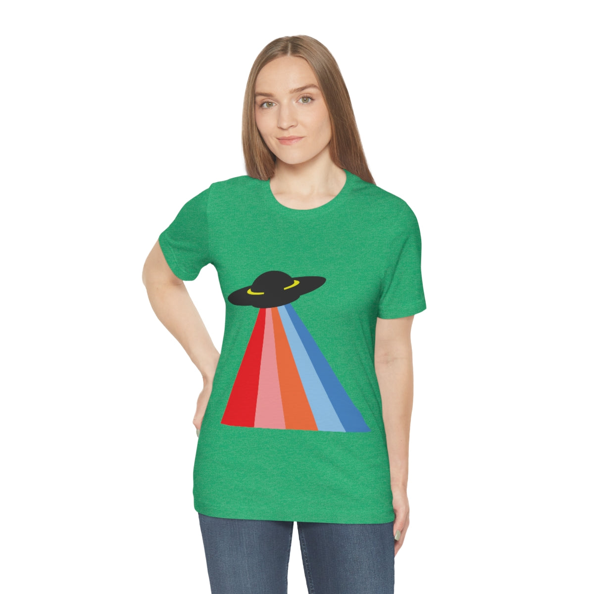 UFO Poster Minimal Art Aliens Arrival Unisex Jersey Short Sleeve T-Shirt Ichaku [Perfect Gifts Selection]