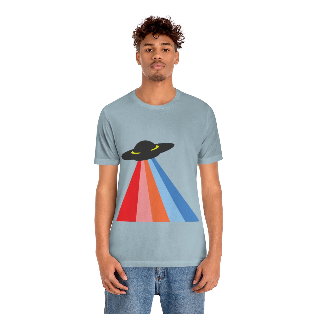 UFO Poster Minimal Art Aliens Arrival Unisex Jersey Short Sleeve T-Shirt Ichaku [Perfect Gifts Selection]