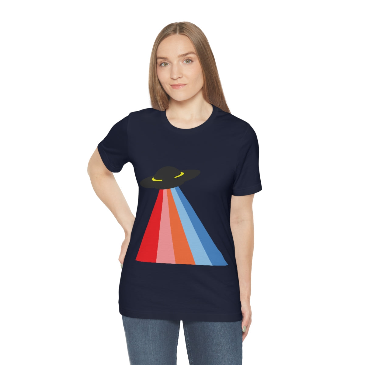 UFO Poster Minimal Art Aliens Arrival Unisex Jersey Short Sleeve T-Shirt Ichaku [Perfect Gifts Selection]