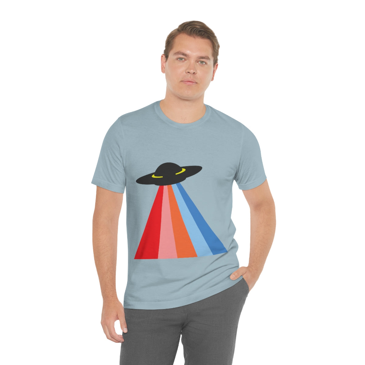 UFO Poster Minimal Art Aliens Arrival Unisex Jersey Short Sleeve T-Shirt Ichaku [Perfect Gifts Selection]