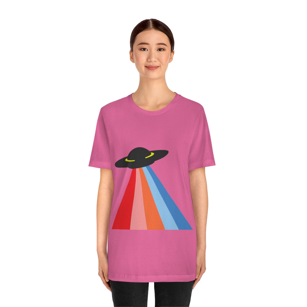 UFO Poster Minimal Art Aliens Arrival Unisex Jersey Short Sleeve T-Shirt Ichaku [Perfect Gifts Selection]