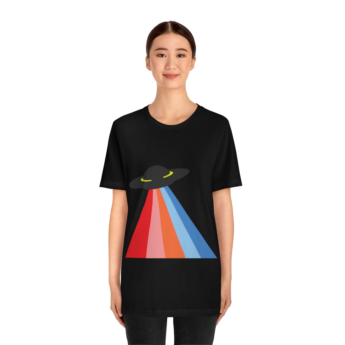 UFO Poster Minimal Art Aliens Arrival Unisex Jersey Short Sleeve T-Shirt Ichaku [Perfect Gifts Selection]