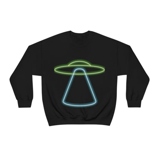 UFO Retro Glowing Neon Light Aliens Arrival Classic TV Series Unisex Heavy Blend™ Crewneck Sweatshirt Ichaku [Perfect Gifts Selection]