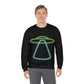 UFO Retro Glowing Neon Light Aliens Arrival Classic TV Series Unisex Heavy Blend™ Crewneck Sweatshirt Ichaku [Perfect Gifts Selection]