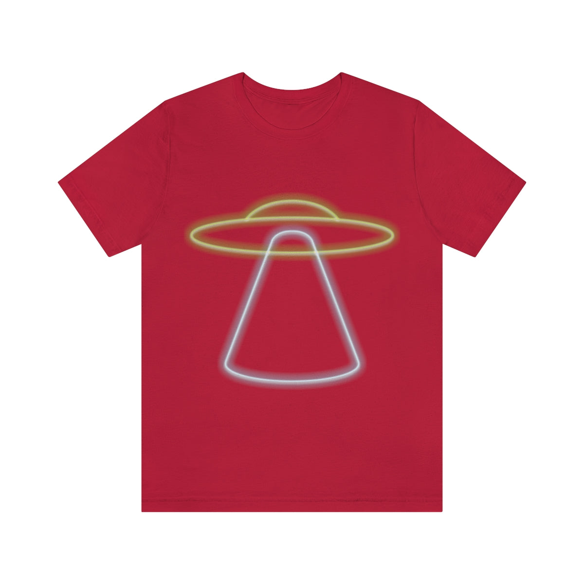 UFO Retro Glowing Neon Light Aliens Arrival Classic TV Series Unisex Jersey Short Sleeve T-Shirt Ichaku [Perfect Gifts Selection]