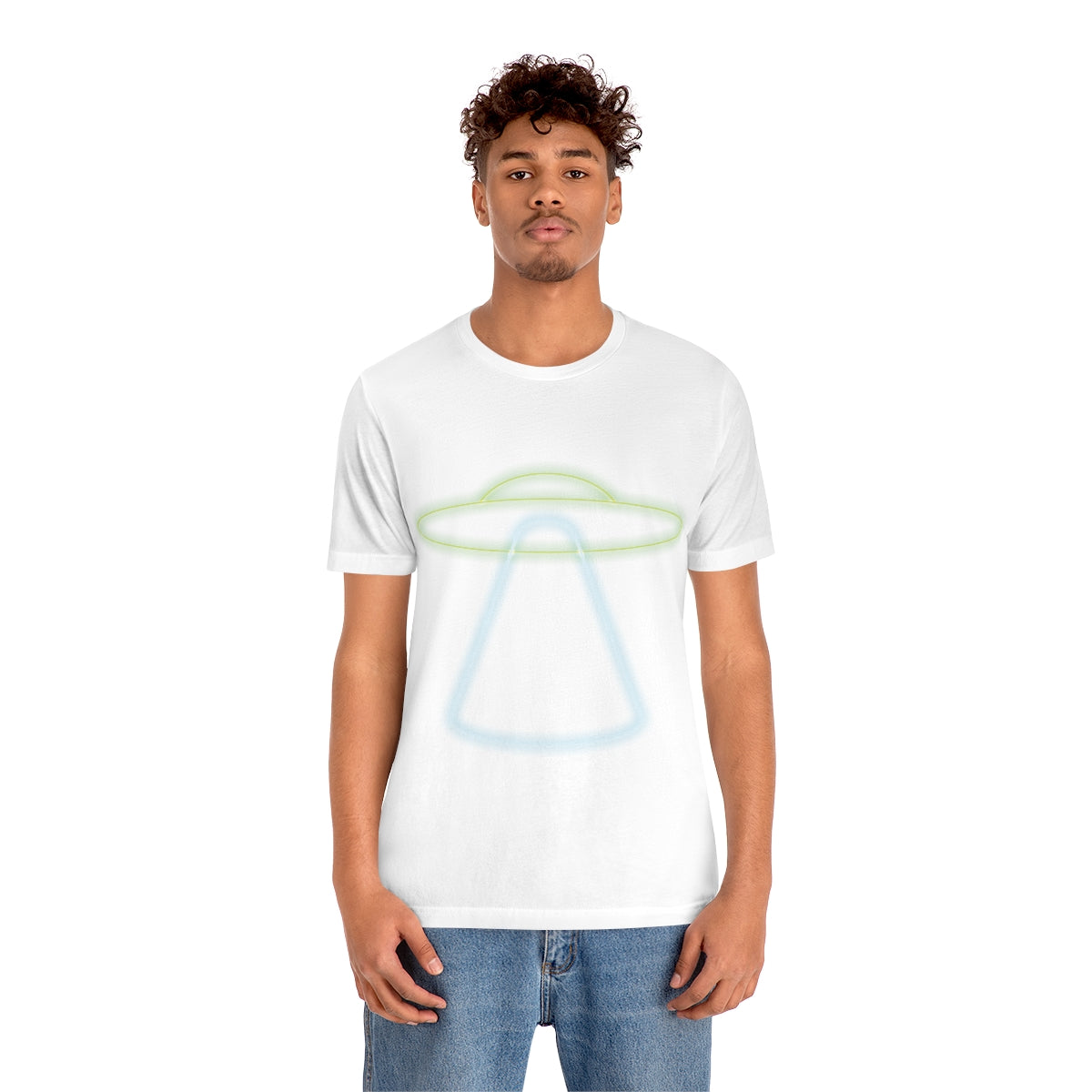 UFO Retro Glowing Neon Light Aliens Arrival Classic TV Series Unisex Jersey Short Sleeve T-Shirt Ichaku [Perfect Gifts Selection]