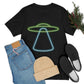 UFO Retro Glowing Neon Light Aliens Arrival Classic TV Series Unisex Jersey Short Sleeve T-Shirt Ichaku [Perfect Gifts Selection]